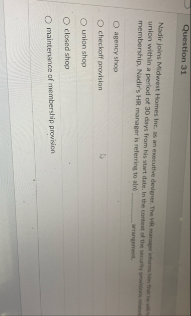 Question 3 1 Nadir joins Midwest Homes Inc. as an