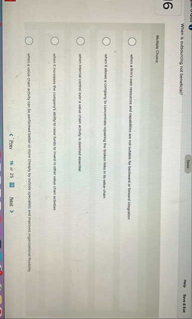 When is outsourcing not beneficial? Help Sove 8