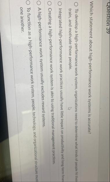 Question 3 9 Which statement about high -
