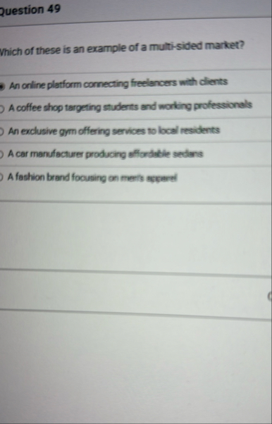 Question 4 9 Which of these is an example of a