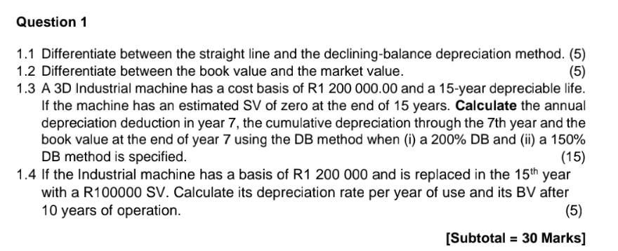 Question 1 1 . 1 Differentiate between the