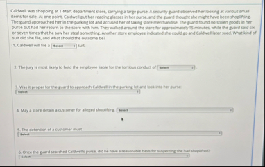 Caldwell was shopping as T - Mart department