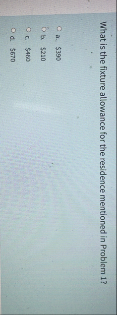 What is the fixture allowance for the residence