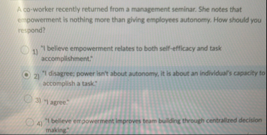 A co - worker recently returned from a management