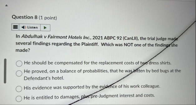 Question 8 ( 1 point ) Listen In Abdulhak v