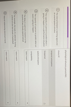 physiological refractory period ( PRP ) choice RT