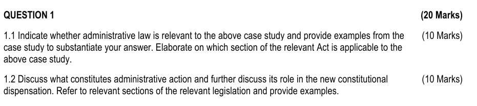 QUESTION 1 ( 2 0 Marks ) 1 . 1 Indicate whether