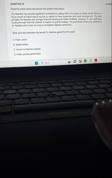 QUESTION 1 6 ( 4 ) Mar ) Read the extract below