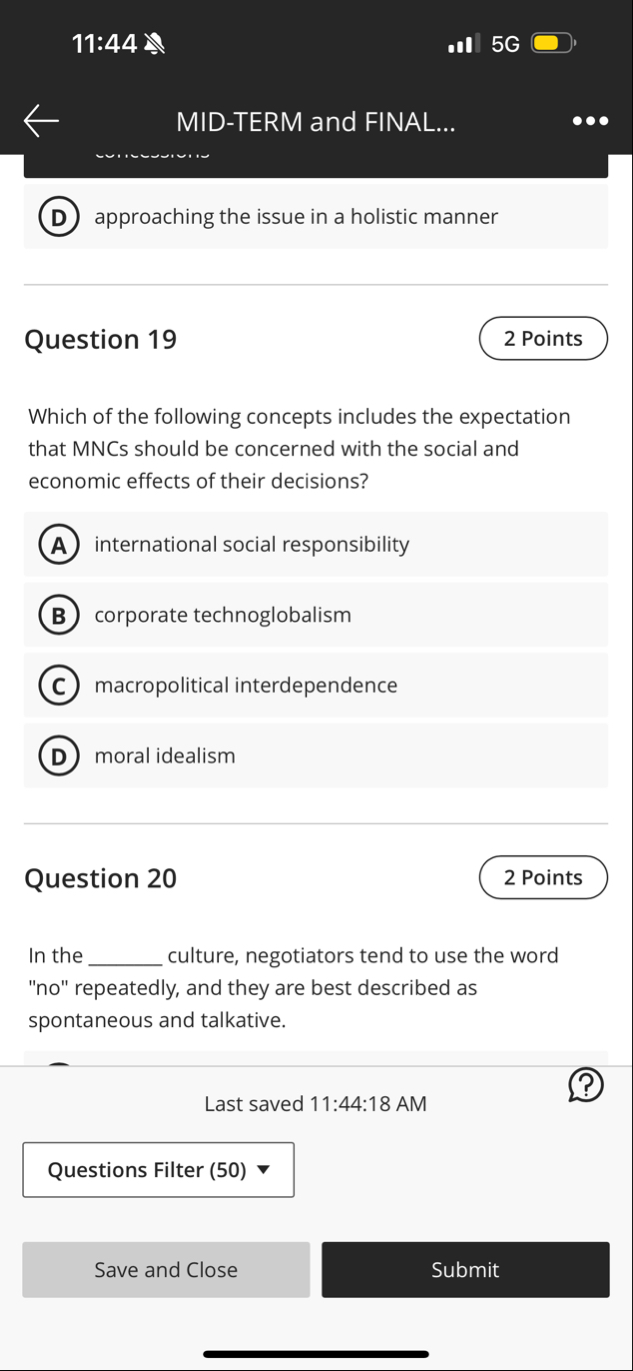 P 1 1 : 4 4 5 G MID - TERM and FINAL... ( D )