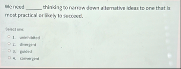 We need thinking to narrow down alternative ideas