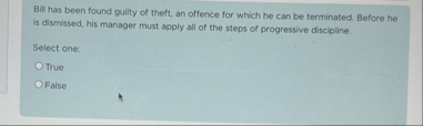 Bill has been found guilty of theft, an offence