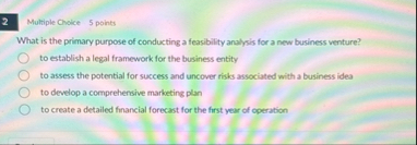 2 Multiple Choice 5 points What is the primary