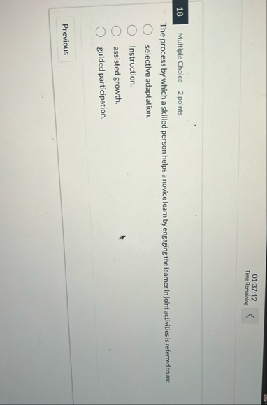 0 1 : 3 7 : 1 2 Time Remaining 1 8 Multiple