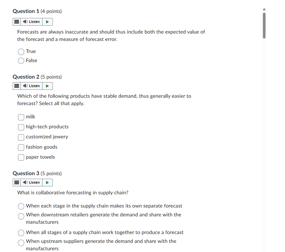 Question 1 ( 4 points ) Forecasts are always