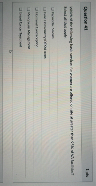 Question 4 1 1 pts Which of the following basic