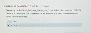 Question 1 8 ( Mandatory ) ( 5 points ) Sived