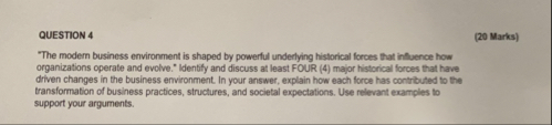 QUESTION 4 ( 2 0 Marks ) "The modem business