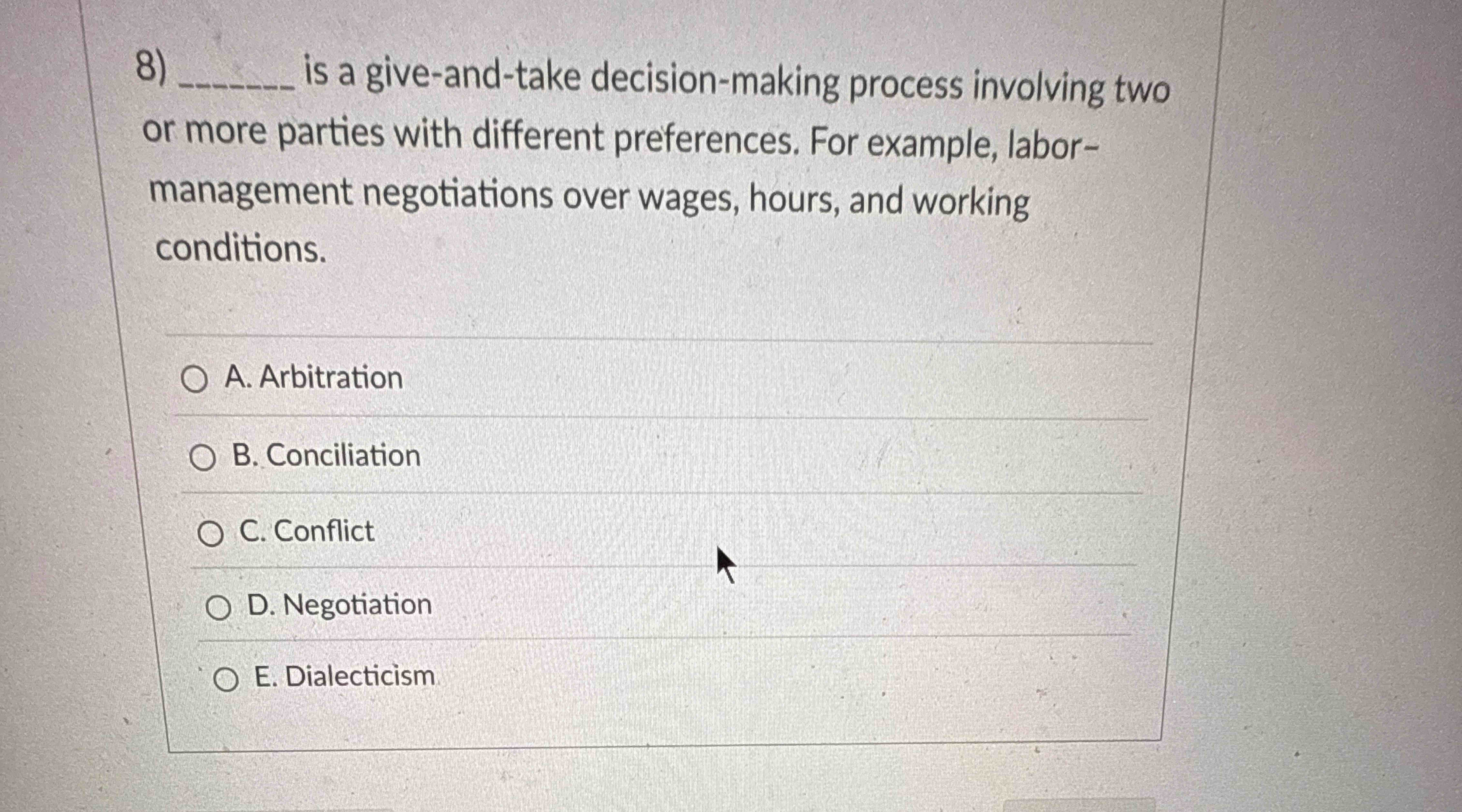 8 ) is a give - and - take decision - making