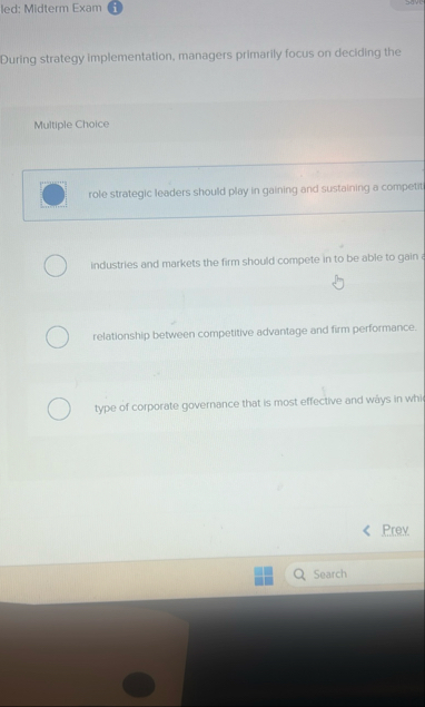 led: Midterm Exam i During strategy