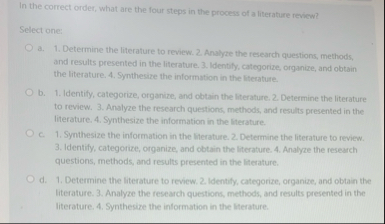 In the correct order, what are the four steps in