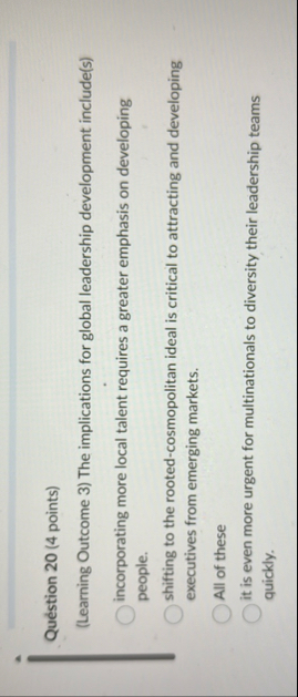 Qu stion 2 0 ( 4 points ) ( Learning Outcome 3 )