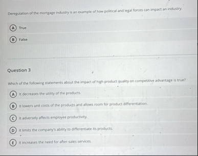 Deregulation of the mortgage industry is an