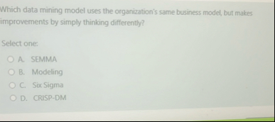 Which data mining model uses the organization's