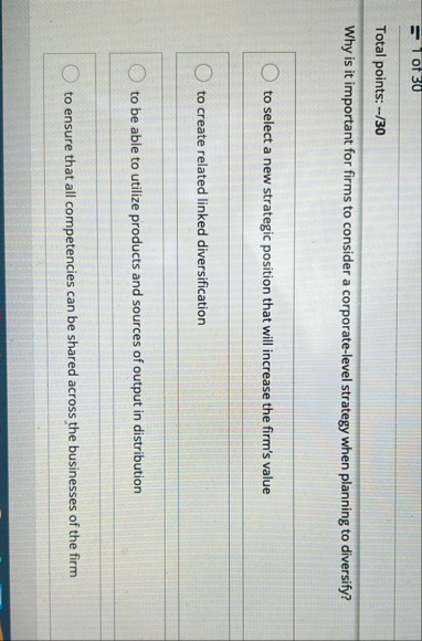 1 of 3 0 Total points: - - / 3 0 Why is it