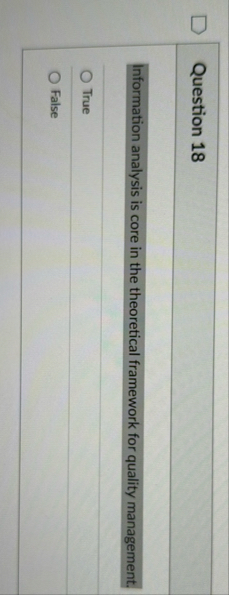 Question 1 8 Information analysis is core in the