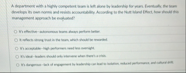 A department with a highly competent team is left