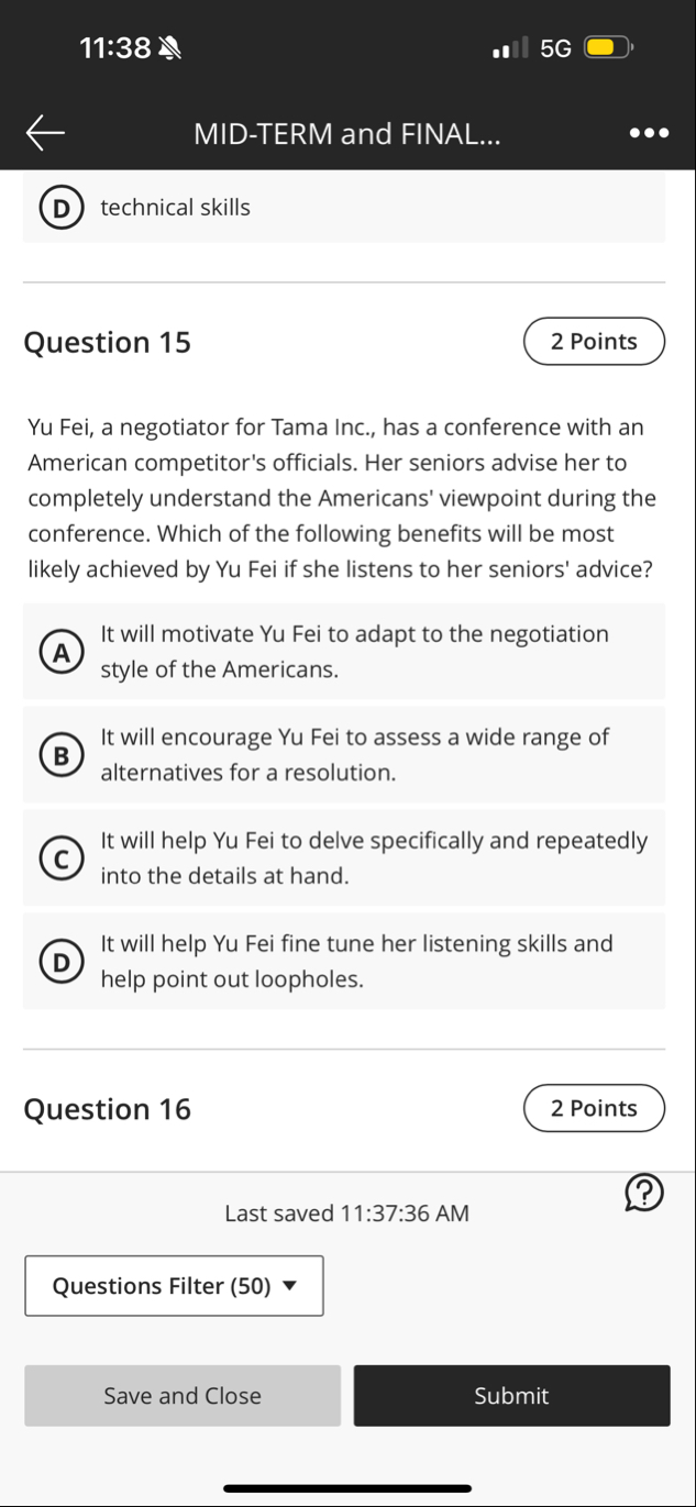 1 1 : 3 8 5 G MID - TERM and FINAL... ( D )