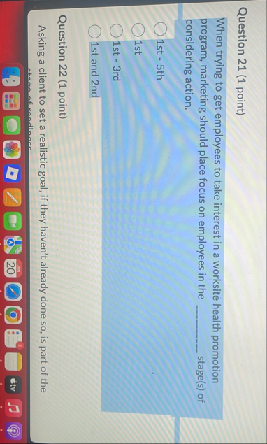 Question 2 1 ( 1 point ) When trying to get