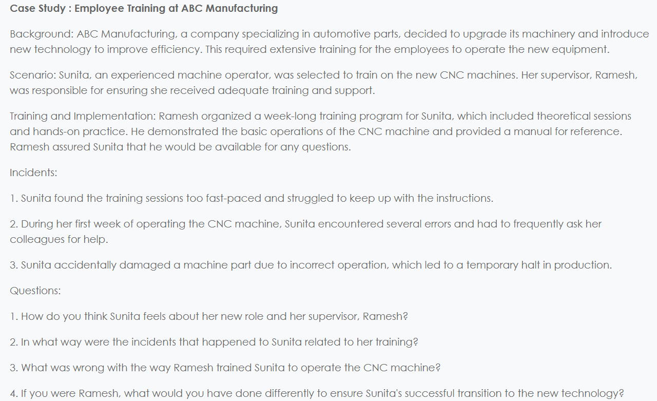 Case Study : Employee Training at ABC