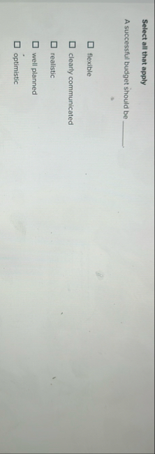 Select all that apply A successful budget should