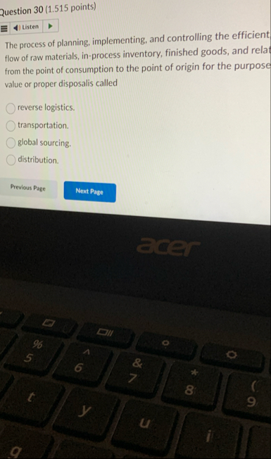 Question 3 0 ( 1 . 5 1 5 points ) The process of