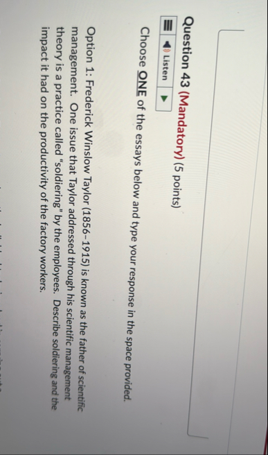 Question 4 3 ( Mandatory ) ( 5 points ) Listen