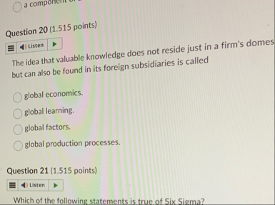 Question 2 0 ( 1 . 5 1 5 points ) The idea that