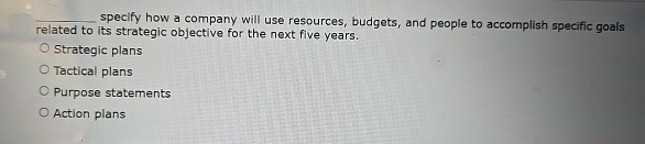 q , specify how a company will use resources,