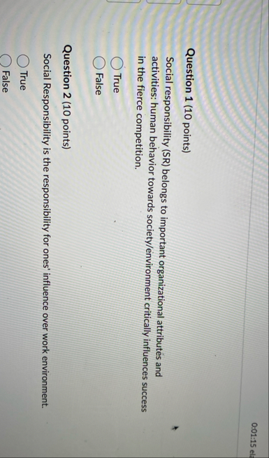 0 : 0 1 : 1 5 ela Question 1 ( 1 0 points )