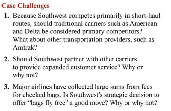 Case Challenges 1 . 2 . Should Southwest partner