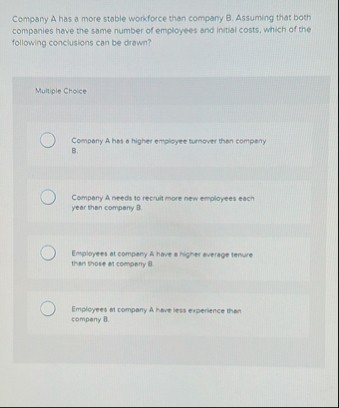 Compary A has a more stable workforce than