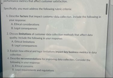 performance metrics that affect customer