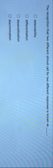 The recognition that two different stimuli call