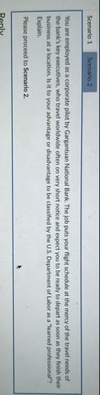 Scenario 1 You are employed as a corporate pilot