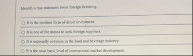 Identify a true statement about fereign