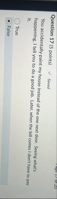 Question 1 7 ( 5 points ) Saved You accidentally