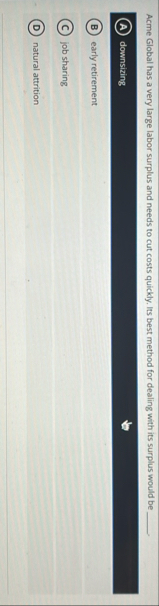 Acme Global has a very large labor surplus and