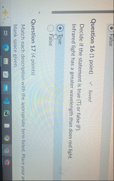 Question 1 6 ( 1 point ) Saved Decide if the