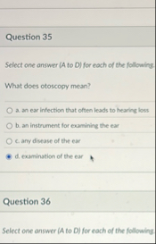 Question 3 5 Select one answer ( A to D ) for