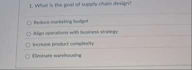 What is the goal of supply chain design? Reduce
